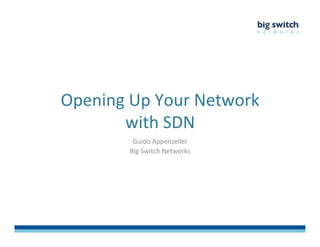 Opening	
  Up	
  Your	
  Network	
  
with	
  SDN	
  
Guido	
  Appenzeller	
  
Big	
  Switch	
  Networks	
  
 