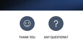 THANK YOU ANY QUESTIONS?
 