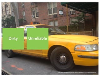 Dirty Unreliable
http://www.yellowcabnyc.com/wp-content/uploads/2012/05/taxiphotomed.jpg
 