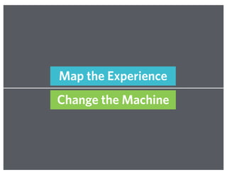 Change the Machine
Map the Experience
 