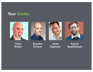 Chris
Risdon
Brandon
Schauer
Jamin
Hegeman
Patrick
Quattlebaum
Your Guides
 