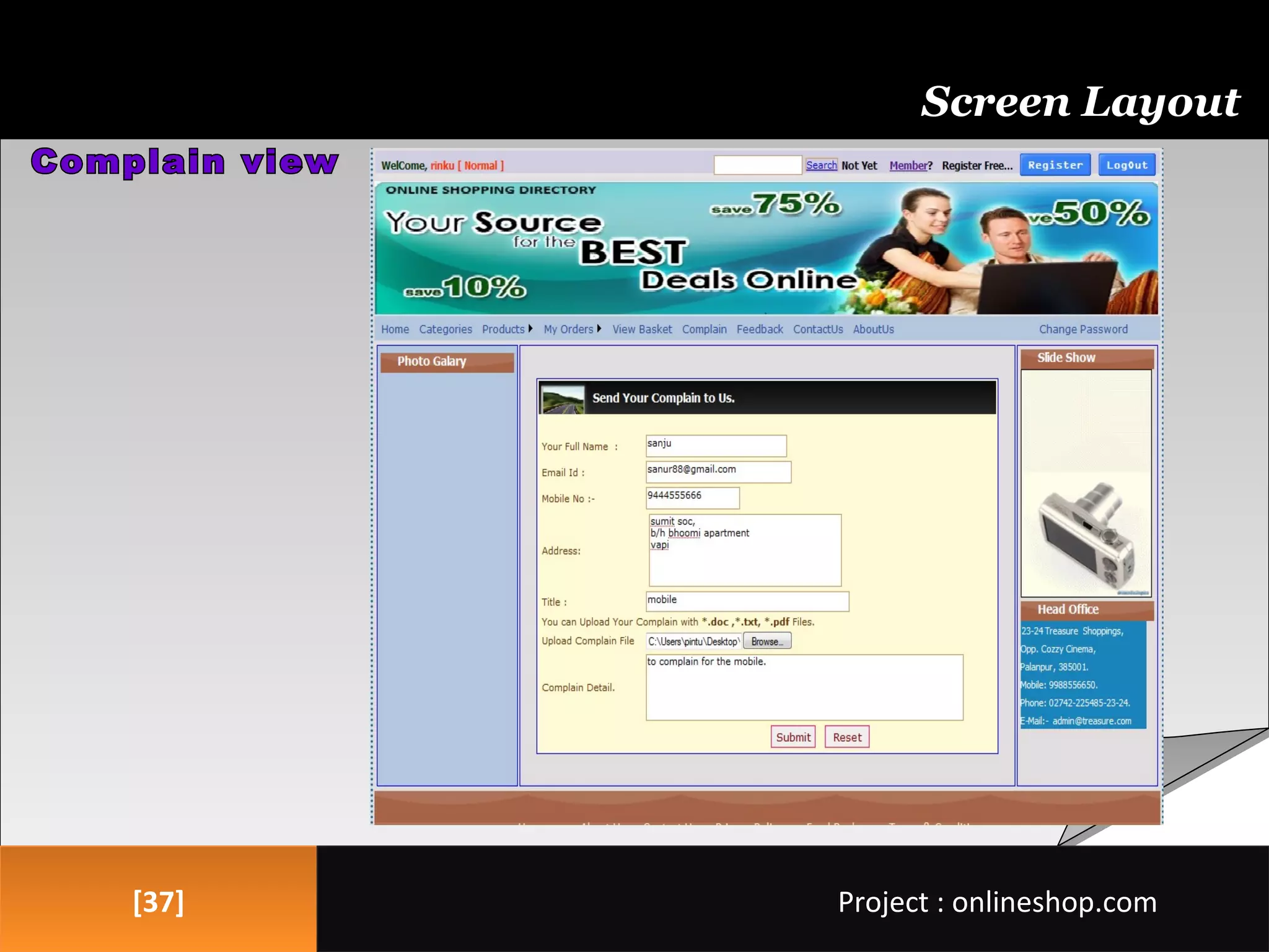 [37][37]
Screen Layout
Project : onlineshop.comProject : onlineshop.com
 
