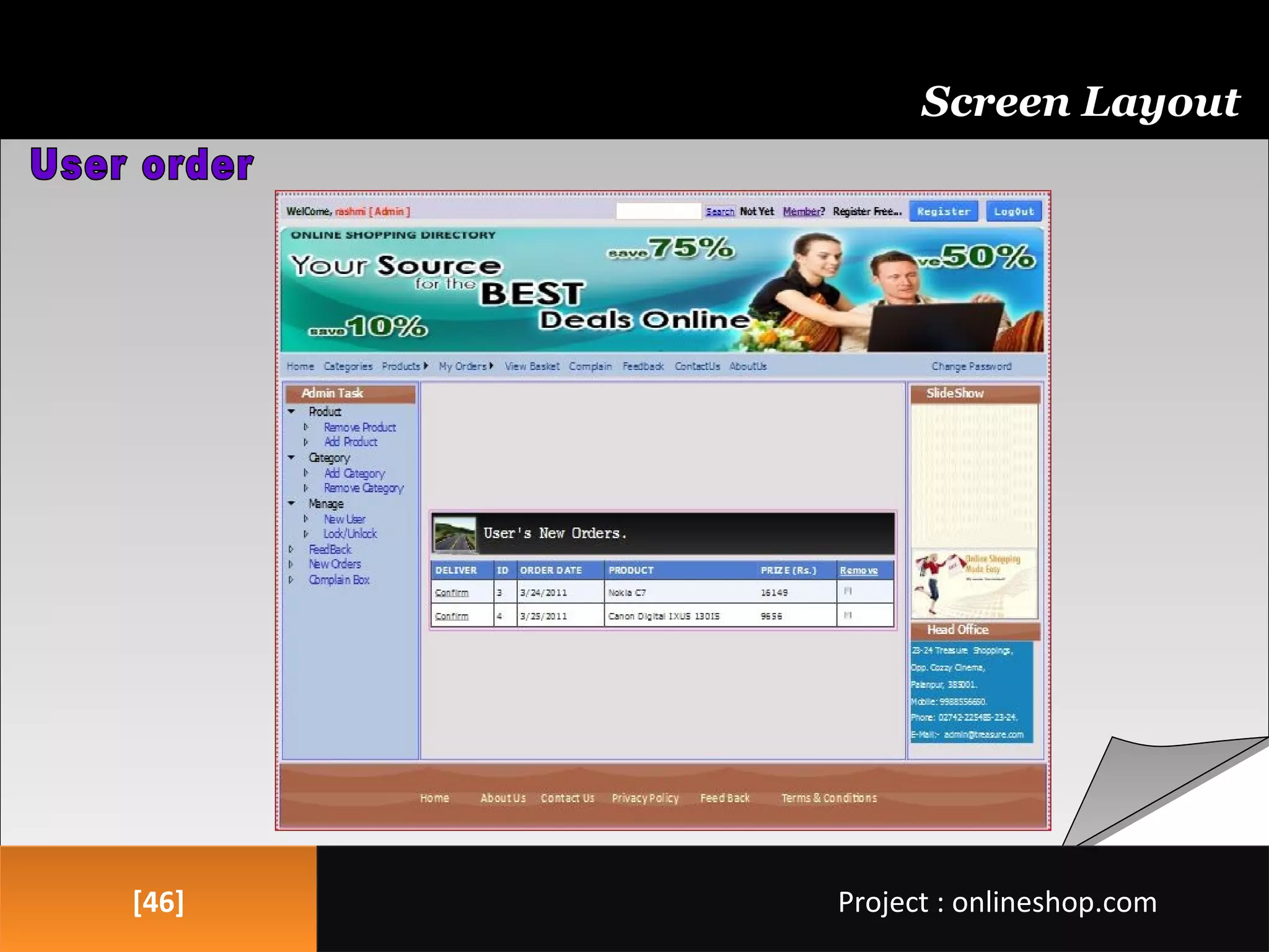 [46][46]
Screen Layout
Project : onlineshop.comProject : onlineshop.com
 