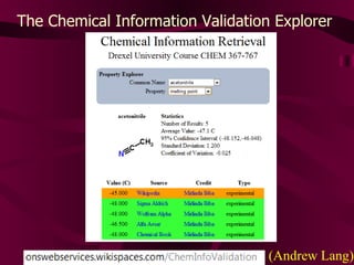 The Chemical Information Validation Explorer  (Andrew Lang) 