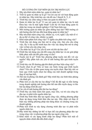 Đề cương quản trị nhân sự