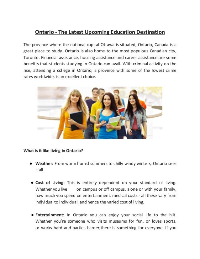 Ontario The Latest Upcoming Education Destination