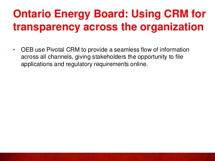 Ontario Energy Board Using CRM for Transparency