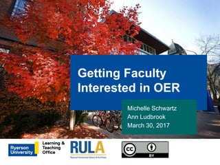 Getting Faculty
Interested in OER
Michelle Schwartz
Ann Ludbrook
March 30, 2017
 