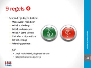 Hotel
▪ Criteria Vlaams Logiesdecreet:
▪ Minstens 4 kamers
▪ Dagelijks onderhoud
▪ Ontbijtmogelijkheid
▪ Permanent toegankelijk
▪ Permanent onthaal
▪ 2 soorten:
▪ Passantenhotels
▪ Verblijfshotels
Onthaal- en balietechnieken 44
 