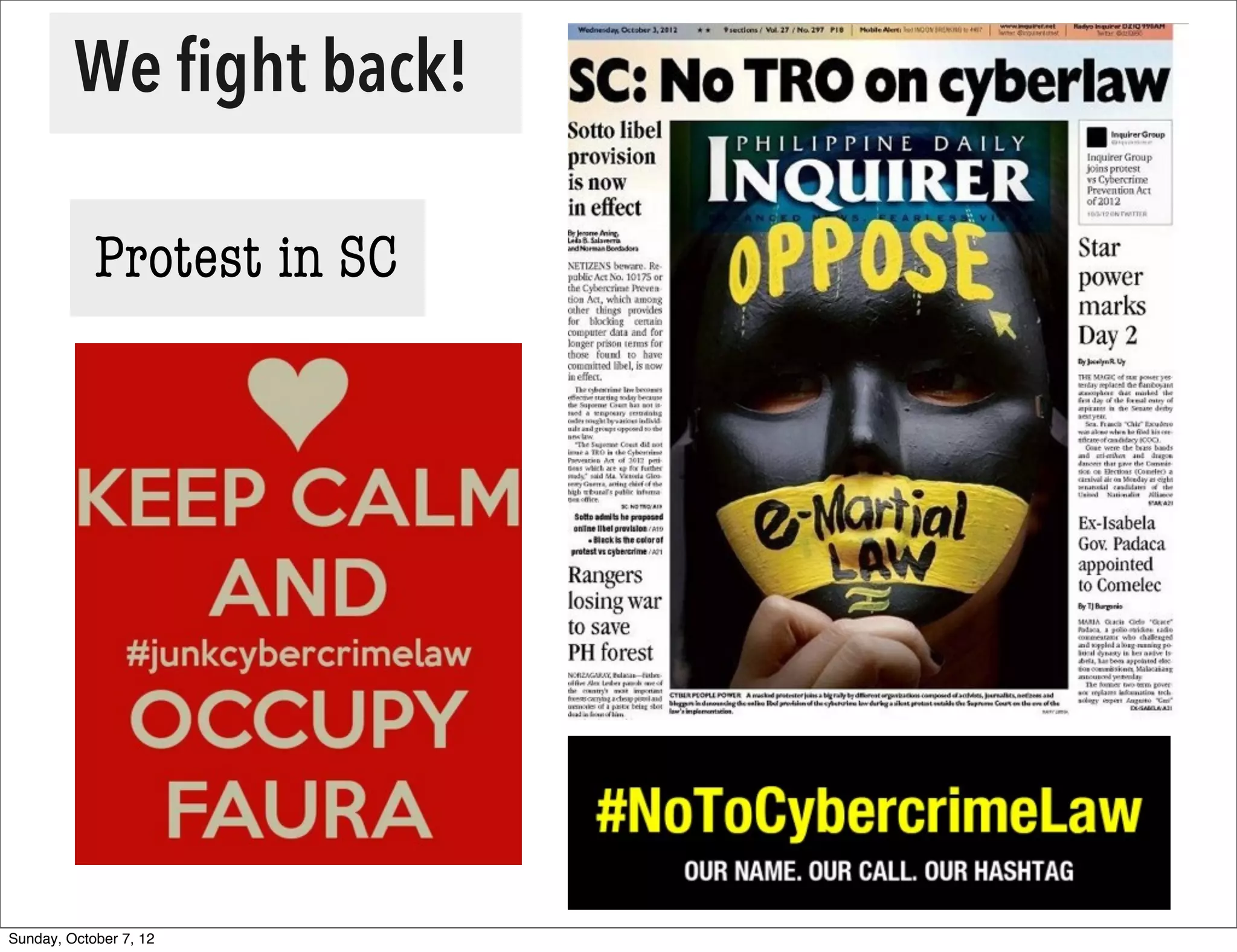 We ﬁght back!

            Protest in SC




Sunday, October 7, 12
 