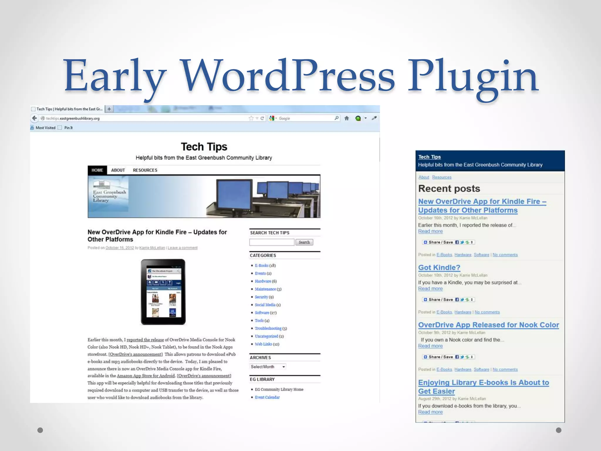 Early WordPress Plugin
 