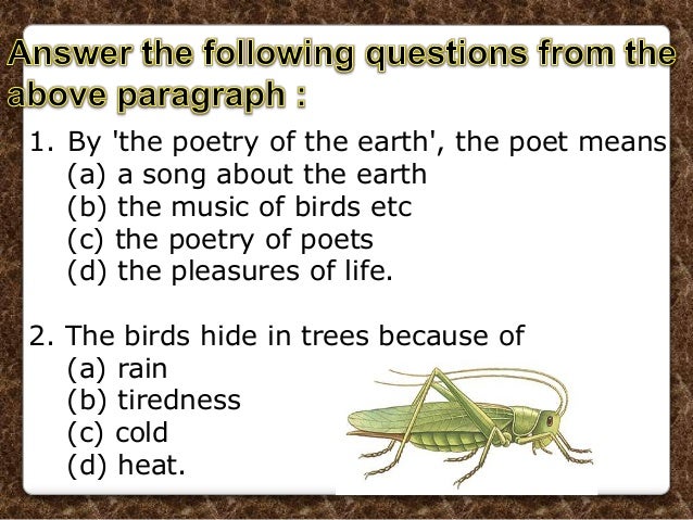 On The Grasshopper And The Cricket Poem Analysis