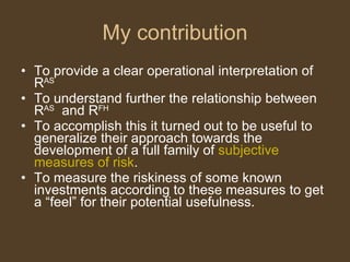 Subjective Measures of Risk | PPT