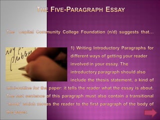 On the Thesis Statement and the Five-Paragraph Essay
