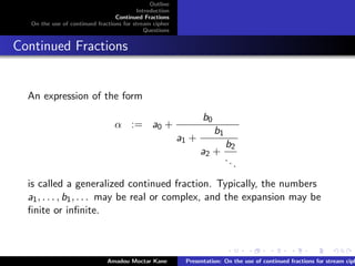 Continued Fraction Matlab On the use of continued fraction for stream ciphers | PDF