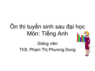 Ôn thi tuyển sinh sau đại học
Môn: Tiếng Anh
Giảng viên
ThS. Phạm Thị Phương Dung
 