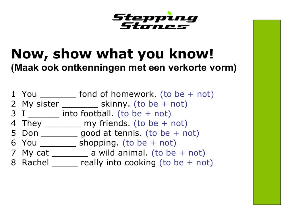 Ontkenningen met 'to be'