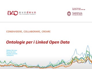 CONDIVIDERE, COLLABORARE, CREARE
Ontologie per i Linked Open Data
Stefano De Luca
Paola De Caro,
Claudia Corcione
12/03/2015
 
