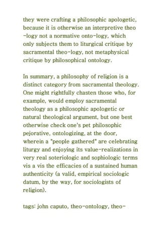 Ontologizing schmontologizing, philosophical or theological