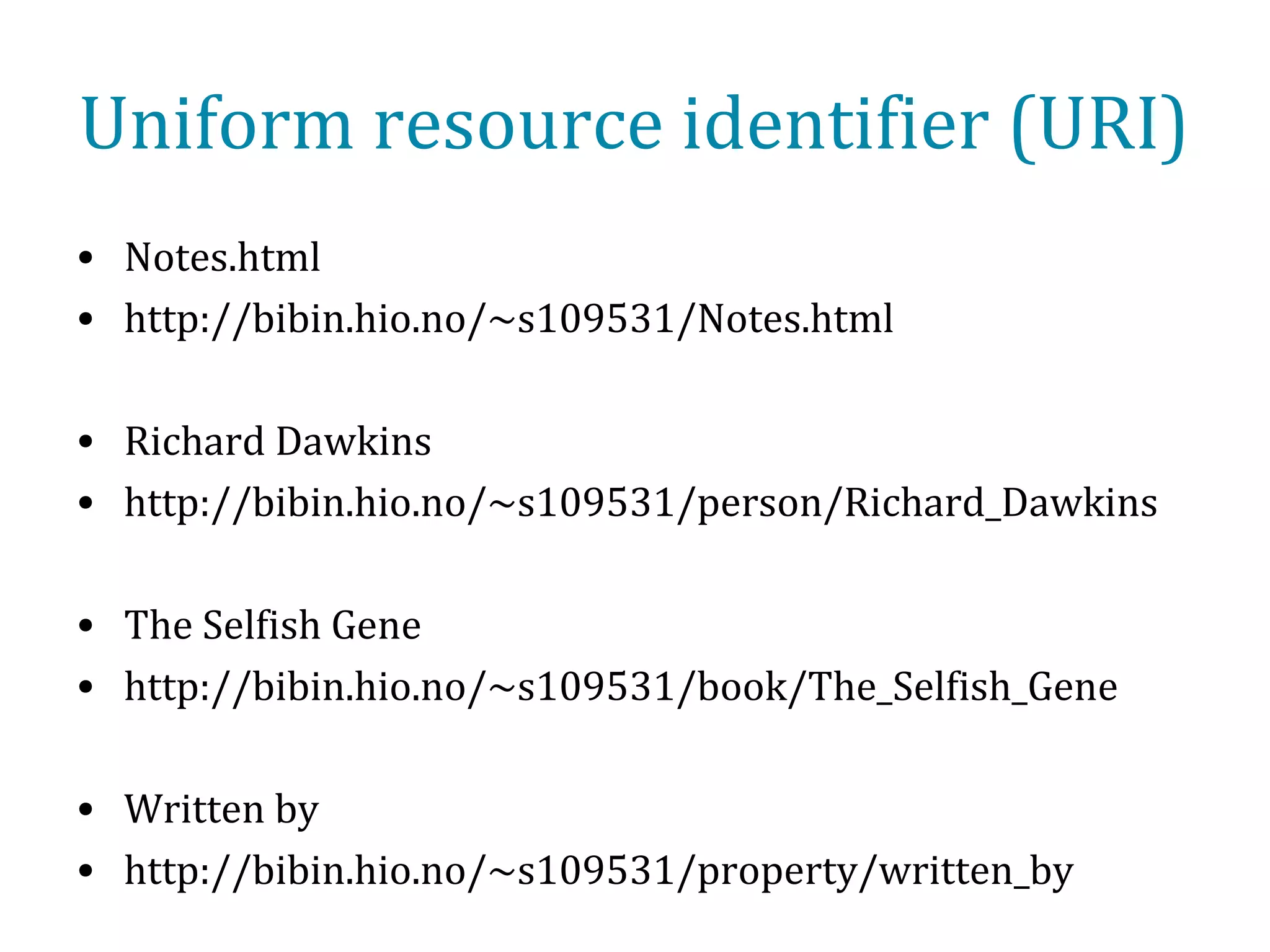 Open world assumption
• The truth-value of an assumption does not
depend on whether it is known or not
• The absence of a statement therefore does
not count as a negation of that statement

 