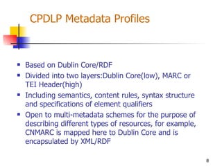 Ontology based metadata schema for digital library projects in China | PPT