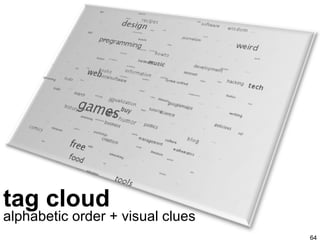 tag cloud alphabetic order + visual clues 