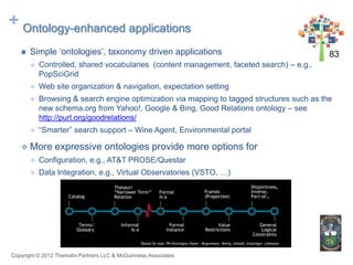 + Ontology-enhanced applications
      Simple „ontologies‟, taxonomy driven applications                                 ...