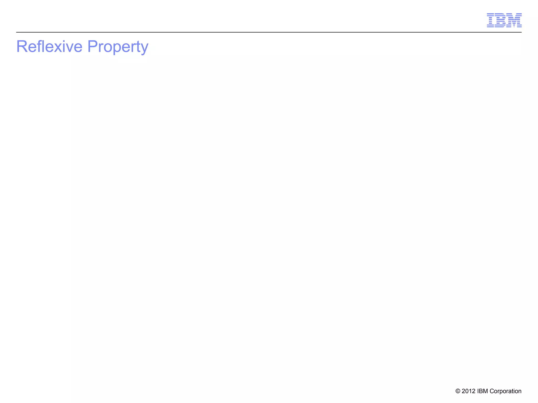Reflexive Property




                     © 2012 IBM Corporation
 