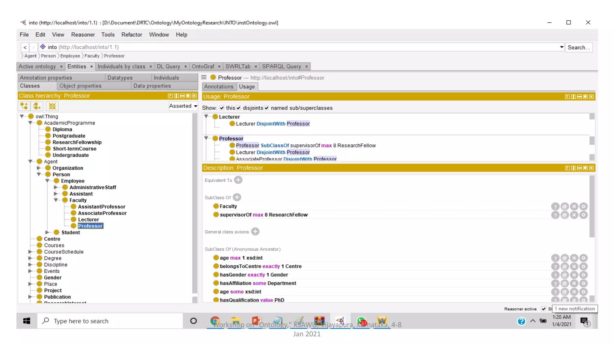 Workshop on "Ontology," KSAWU, Vijayapura, Karnataka, 4-8
Jan 2021
 