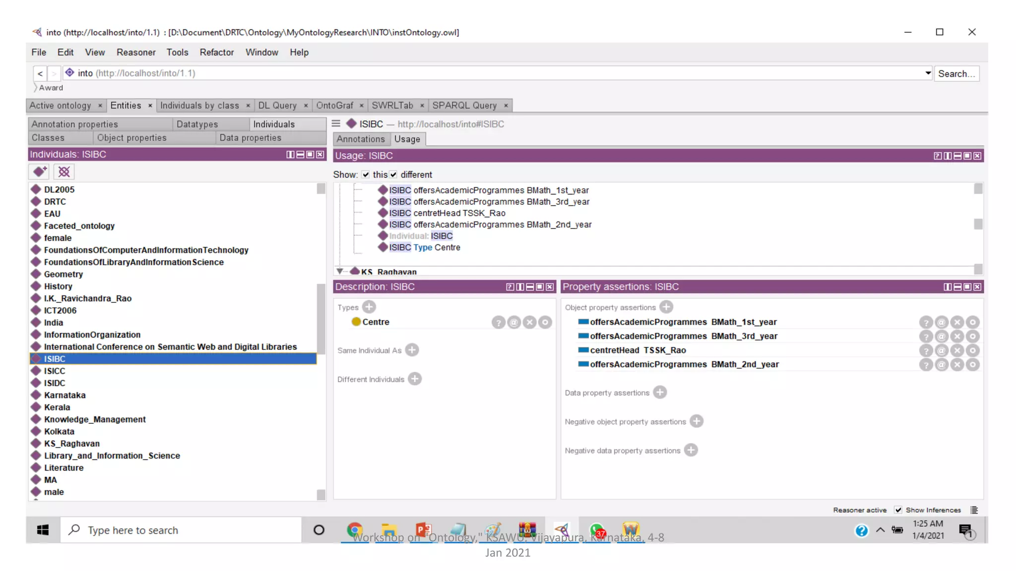 Workshop on "Ontology," KSAWU, Vijayapura, Karnataka, 4-8
Jan 2021
 
