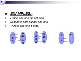 ONTO ONE TO ONE FUNCTION.ppt | Programming Languages | Computing