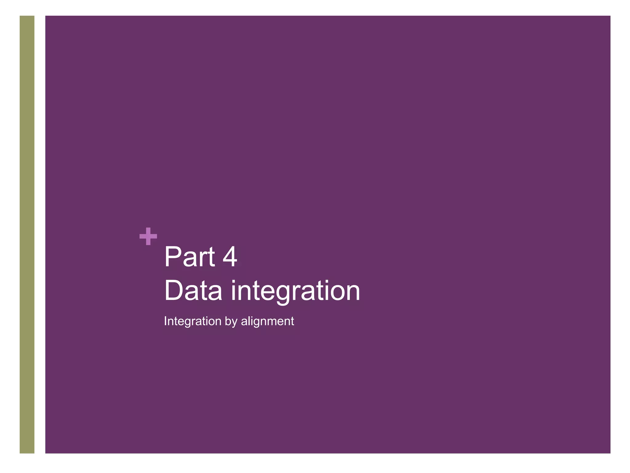 +
Part 4
Data integration
Integration by alignment
 