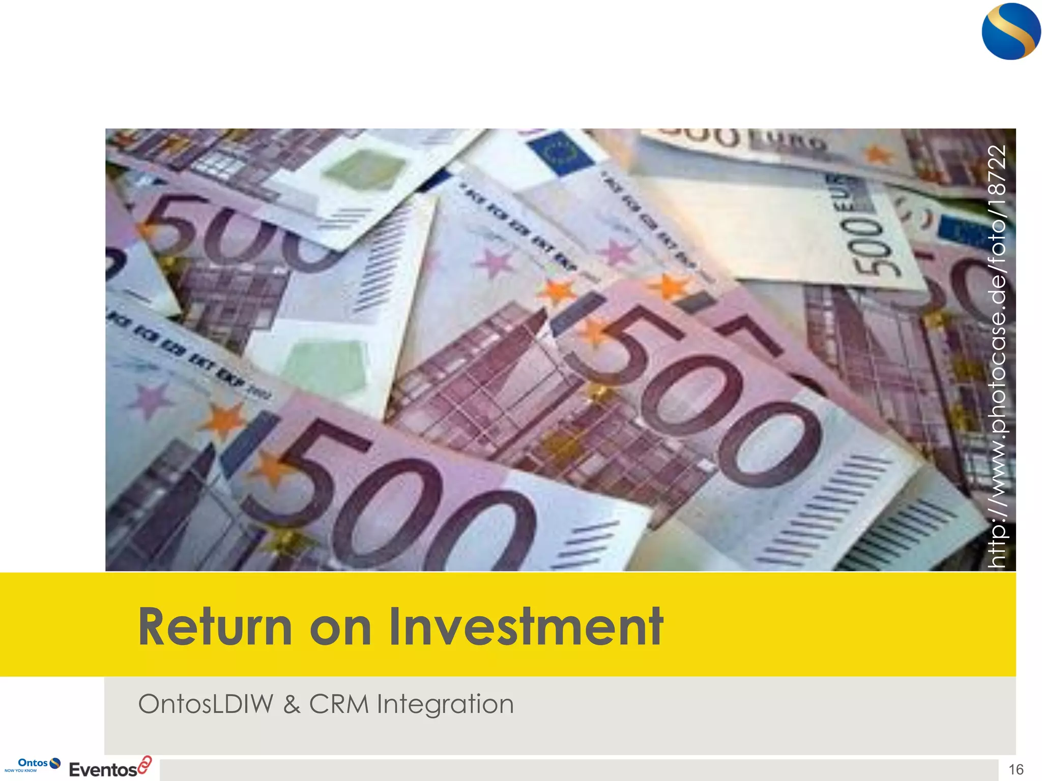 Return on Investment 
OntosLDIW& CRM Integration 
16 
http://www.photocase.de/foto/18722  