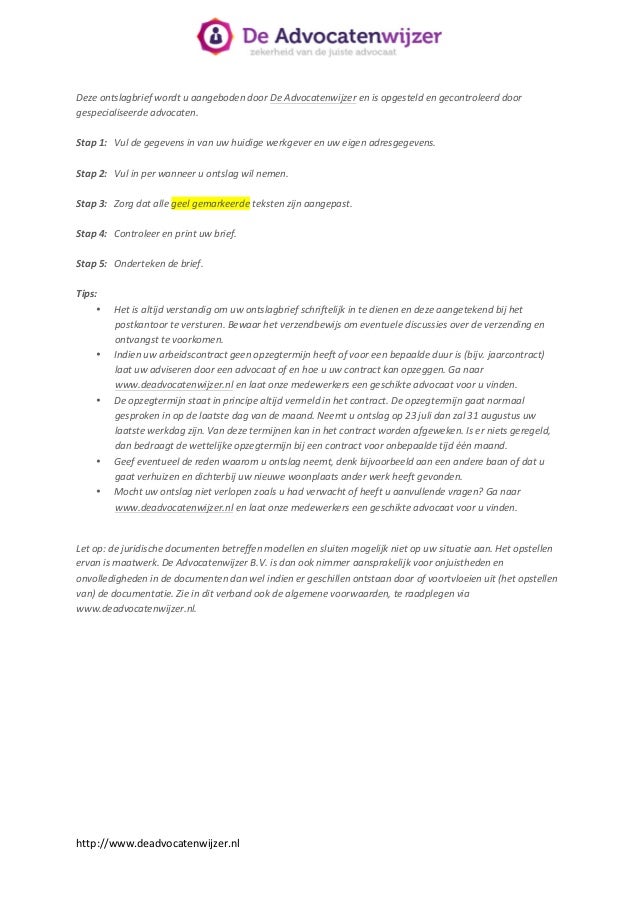 Advocatenwijzer ontslagbrief de advocatenwijzer Advocatenwijzer ontslagbrief de advocatenwijzer