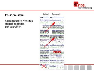 Personalisatie Vaak bezochte websites  stijgen in positie  per gebruiker. Default Personal 