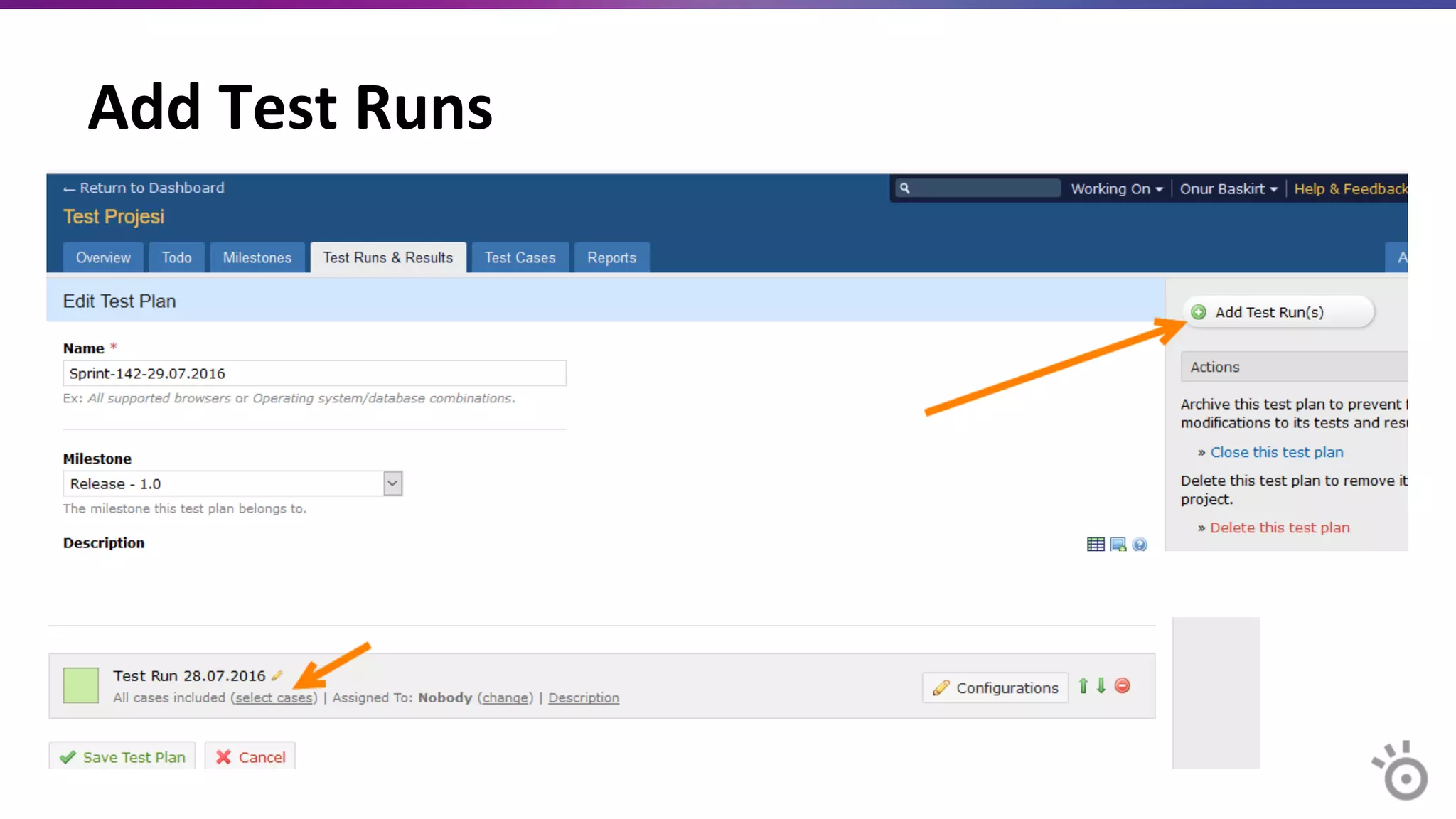 Add	
  Test	
  Runs	
  
 