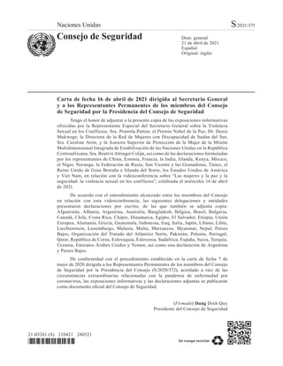 Naciones Unidas S/2021/375
Consejo de Seguridad Distr. general
21 de abril de 2021
Español
Original: inglés
Carta de fecha...