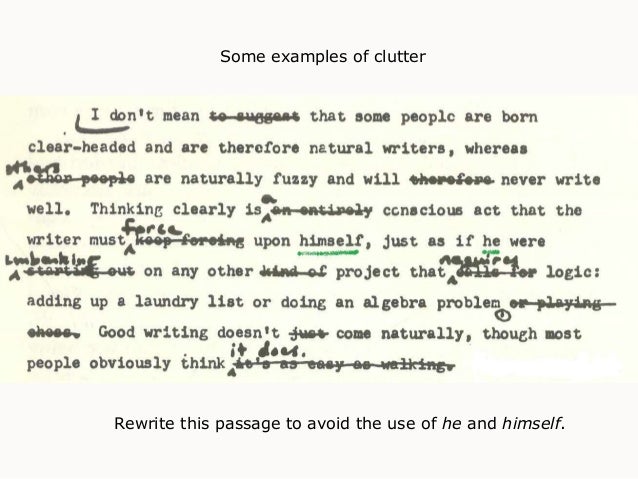 Clutter in a sentence