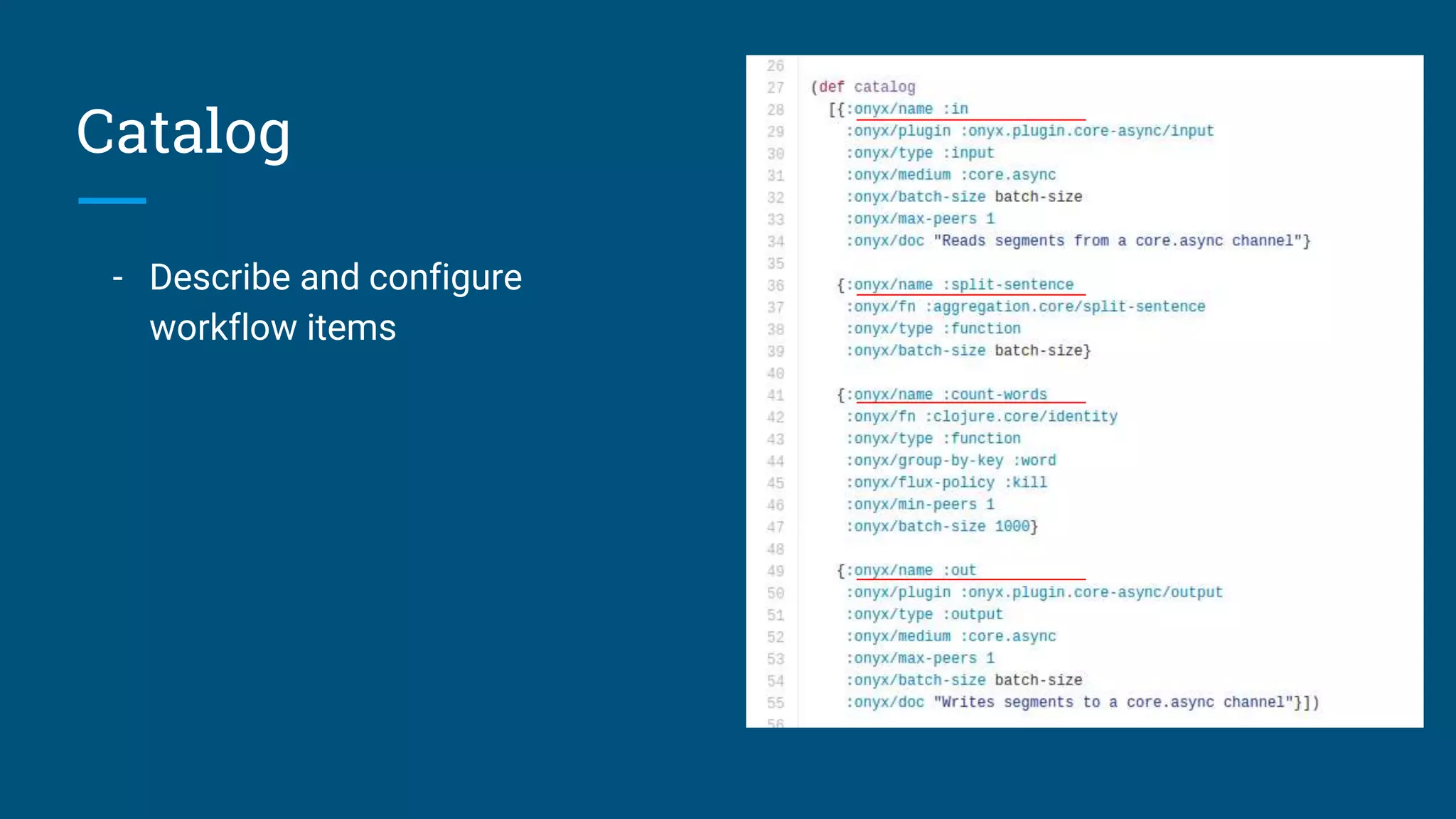 Catalog - Describe and configure workflow items 
