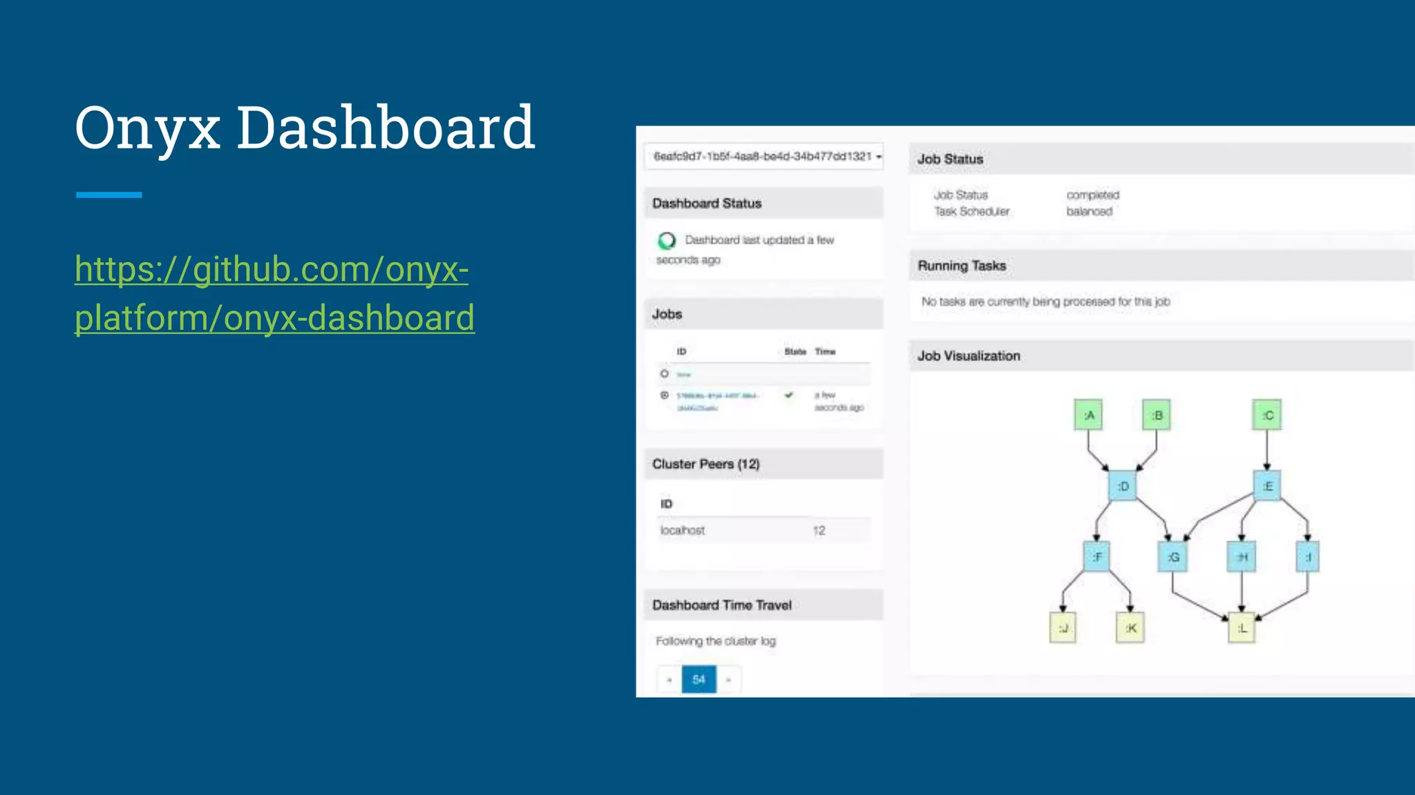 Onyx Dashboard https://github.com/onyx- platform/onyx-dashboard 