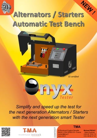 ONYX Tester, an easy way to control alternators and starters