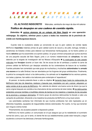 D E S E N A L E C T U R A D E
L L E N G U A C A S T E L L A N A
EL ALTAVOZ INDISCRETO Miércoles, veintiocho de mayo de dos...