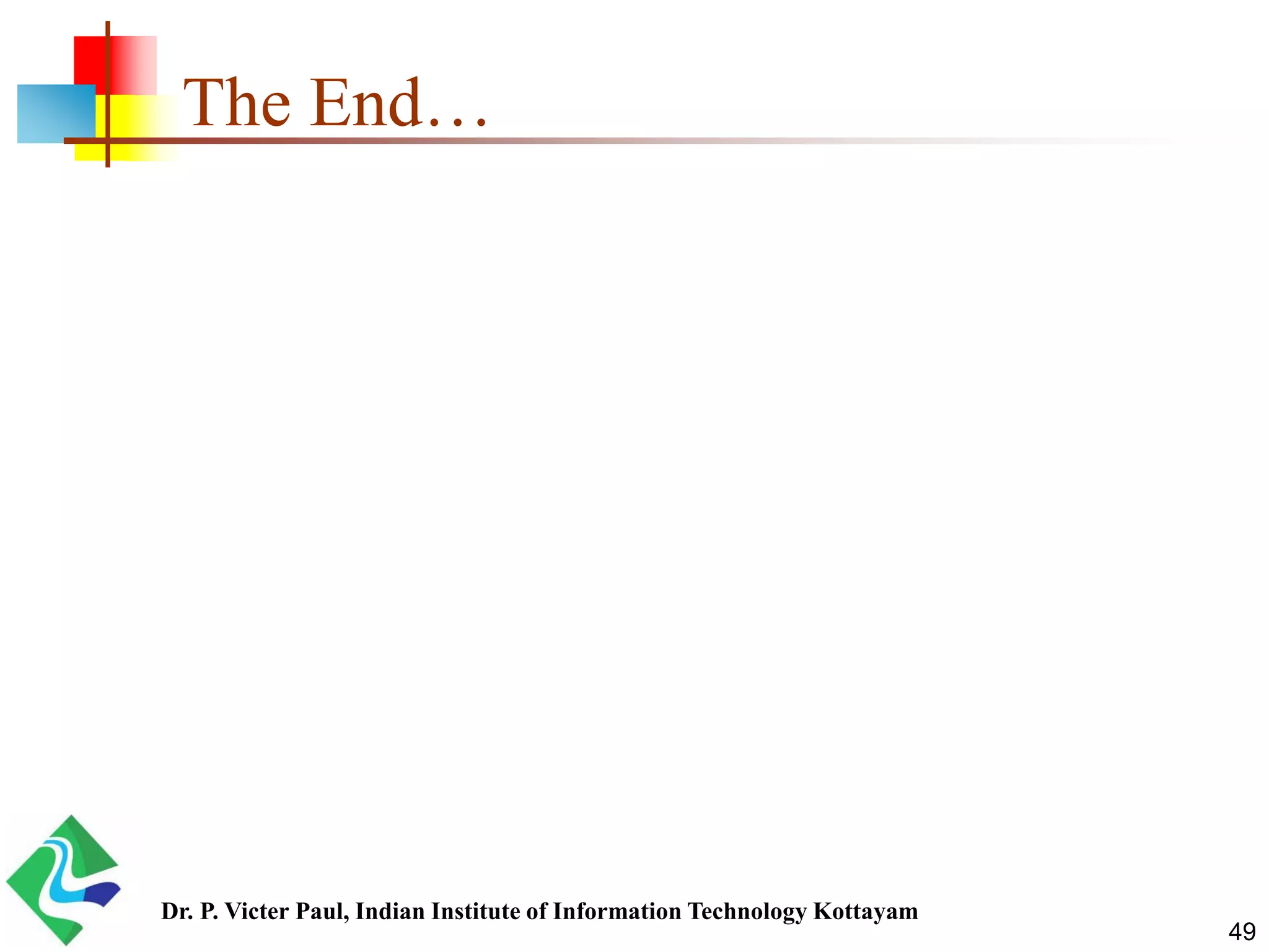 The End… 49 Dr. P. Victer Paul, Indian Institute of Information Technology Kottayam 