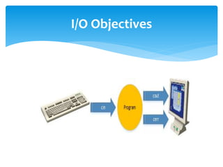 I/O Objectives
 