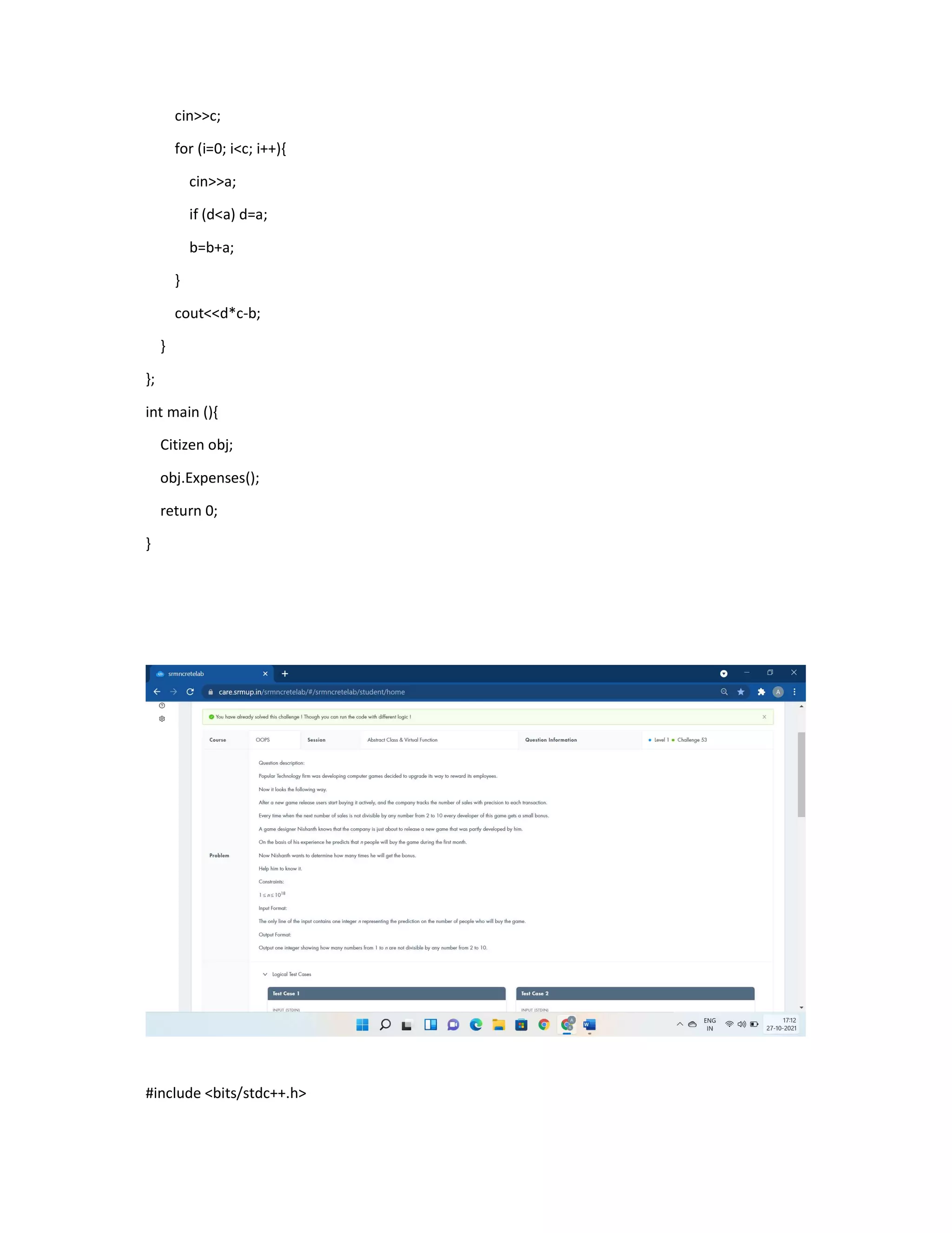 cin>>c;
for (i=0; i<c; i++){
cin>>a;
if (d<a) d=a;
b=b+a;
}
cout<<d*c-b;
}
};
int main (){
Citizen obj;
obj.Expenses();
return 0;
}
#include <bits/stdc++.h>
 