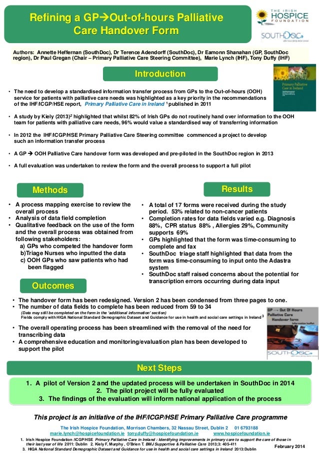 refining a gp out of hours palliative care handover form handover form