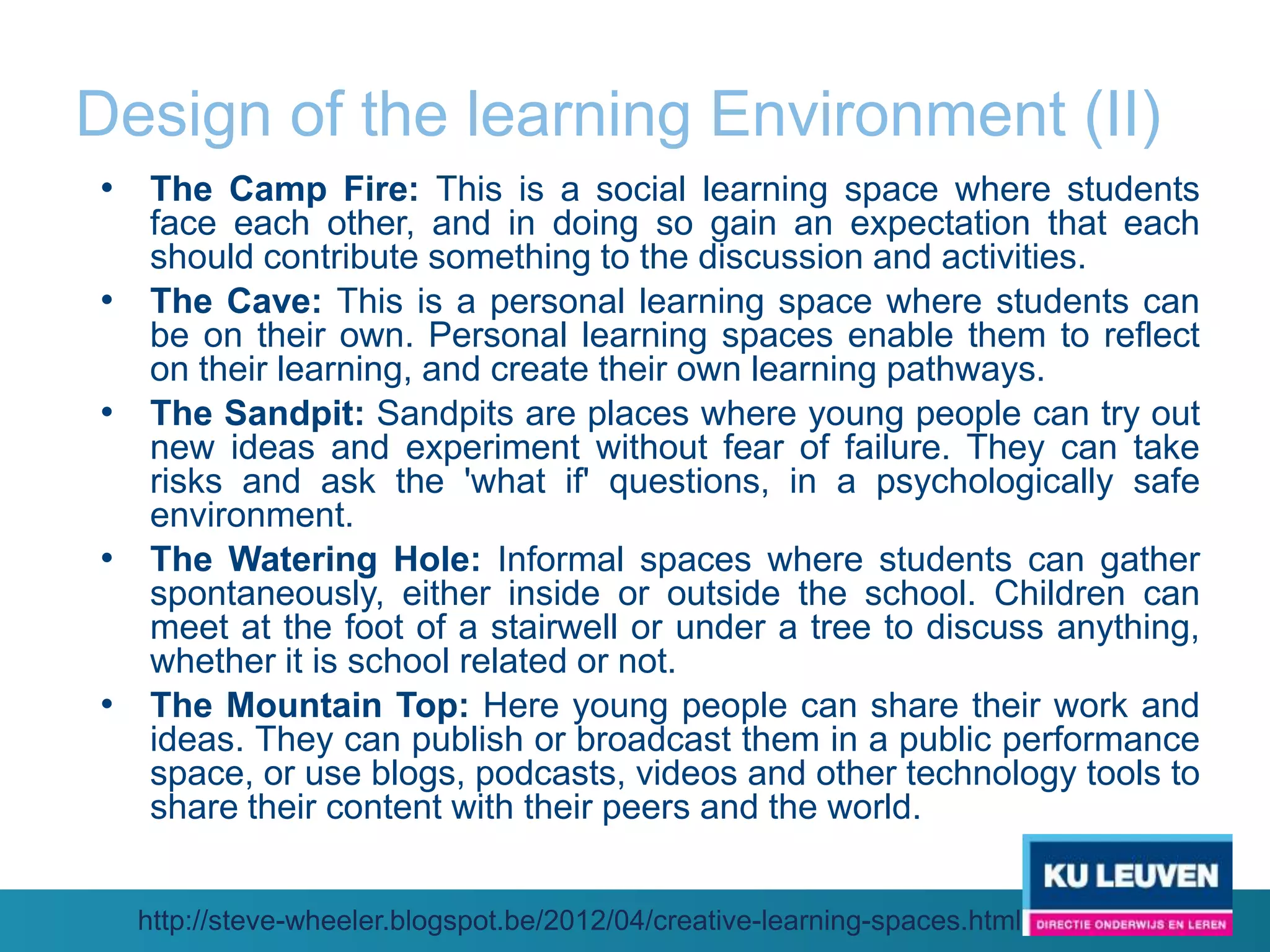 Context
                        Objectives

                                                  Syllabi,
     Evaluation                                   background
                                                  texts, PCs, lab
                                                  material,




                            Learning Activities
      Support                                     handbooks, cd-
       Contents                                   roms, interim
                                                  tests, exercises,
   Teaching Methods
                                                  examples of
      Materials                                   exam questions,
      By whom
                                                  set of
                                                  instruments,
     Learning
                                                  applets, videos,
    Environment
                                                  articles,
                                                  schemes,
                         Student
                                                  concept binders,
                      Characteristics
                                                  protocols, etc.
 