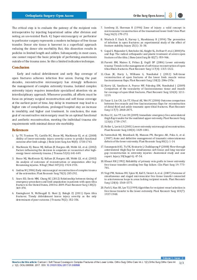 Crimson Publishers Soft Tissue Coverage In Complex Fractures Of The L