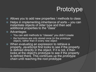 Function ContextFunction context describes the object that’s referenced by the thispointer during the invocation of a function.var o1 = {handle:'o1'};var o2 = {handle:'o2'};var o3 = {handle:'o3'};window.handle = 'window';      function whoAmI(messageText) {        return this.handle + " , message text : " + messageText;      }      o1.identifyMe = whoAmI;      alert(whoAmI("message text window"));      alert(o1.identifyMe("message text o1"));      alert(whoAmI.call(o2, "message text o2"));      alert(whoAmI.apply(o3, "message text o3"));A function f acts as a method of object o when o serves as the function context of theinvocation of f.
