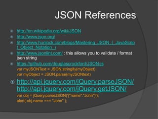 Unobtrusive JavaScript (contd.)purpose of markup is to describe a structurecombining the structure and behavior negatively impacts maintainability inline event handlers are harder to use and maintain specially when one needs to set handlers for several events on a single element	when one wants to set the same event handler on several elements	when one is using event delegationIn essence, this is asking for a separate .JS file that contains all the behavior and attaches the same to markup.Typically this would result in three set of filesHtml (markup)CSS (presentation)JS (behavior)